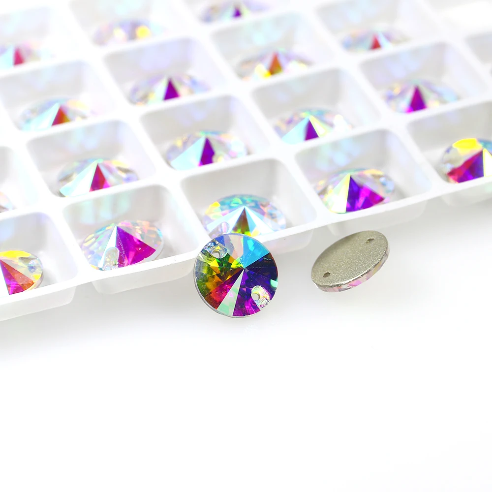 Rivoli Strass Rhinestones dikmek k5 cam Flatback kristaller Glitter dikiş taklidi aplike İğne düğün elbisesi