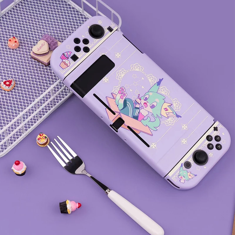 

Cute Purple Animal Switch Protective Shell Rabbit Cat Soft TPU Cover for Nintendo Switch NS Console Joy-Con Controller Case