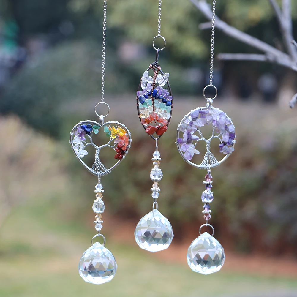 

Crystal Suncatcher Prism Pendant Rainbow Maker Hanging Crystal Ball Prism Chakra Crystals for Window Home Garden