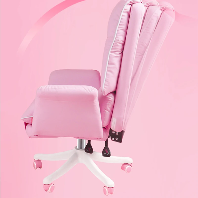 Pink Girls' Computer Chair Soft and Comfortable Lift Adjustment 360° Rotating Home Office Computer Chair Anchor Live Game Chair