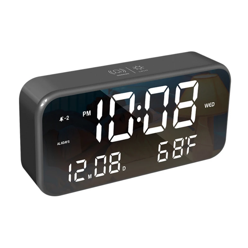 LED Digital Alarm Clocks Backlight Snooze Mute Calendar Desktop Intelligent Acoustic Control Temperature Function Clock