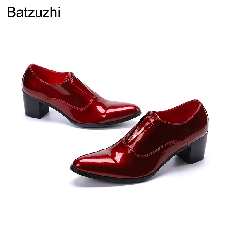 

Batzuzhi Handmade Patent Leather Dress Shoes Men Korean Type Men Shoes 7cm High Heels Red Party & Wedding Shoes Men! US6-US12