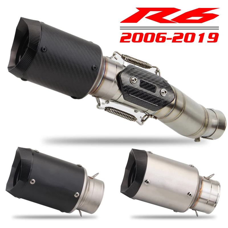 For Yamaha R6 YZFR6 2006-2019 Slip-on Exhaust Muffler Pipe Silencer System DB Killer Catalyst 2008 2009 2010 2011 2012 2013-2019