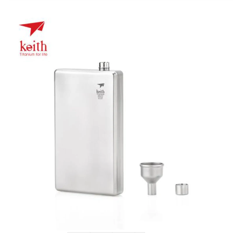 Keith Titanium Portable Wine Whisky Hip Flask Flagon Pot Sports Flagon Pure Titanium Wine Pot With Funnel Outdoor tableware