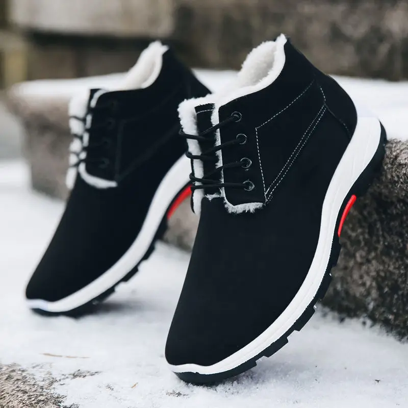 Men's New Winter Comfortable Snow Boots Wear-resistant Cotton Warm Ankle Boots Velvet Ankle Boots Men's Cotton Shoes Round Head