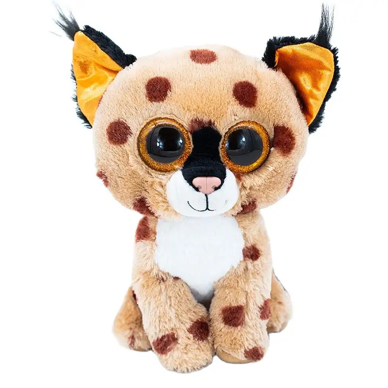 New Ty Big Eyes Beanie Big Eyes 6 15 CM Brown Leopard Healing Plush Toys Stuffed Animal Doll Birthday Presents for Children Kid