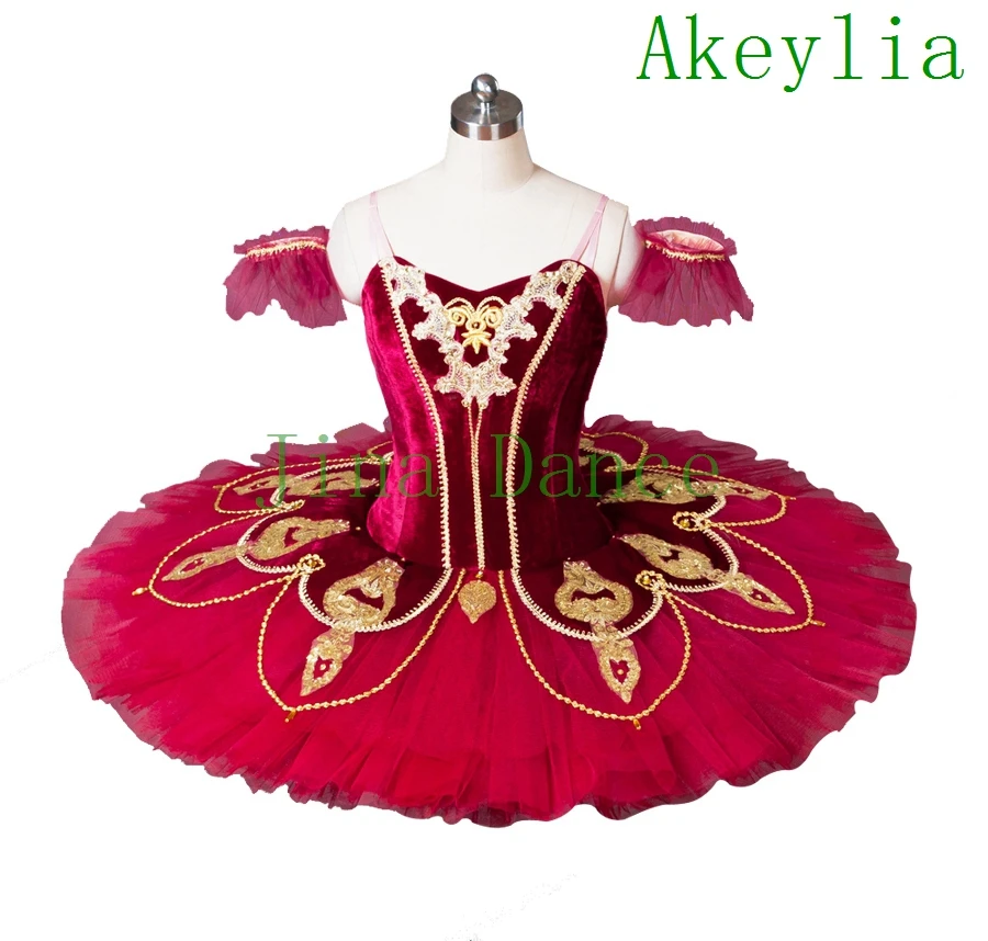 Velvet Forest Green Ballet Tutu Professional Girls Women Wine red Pancake tutu Fairy Ballet Stage Costume Burgundy White Dress