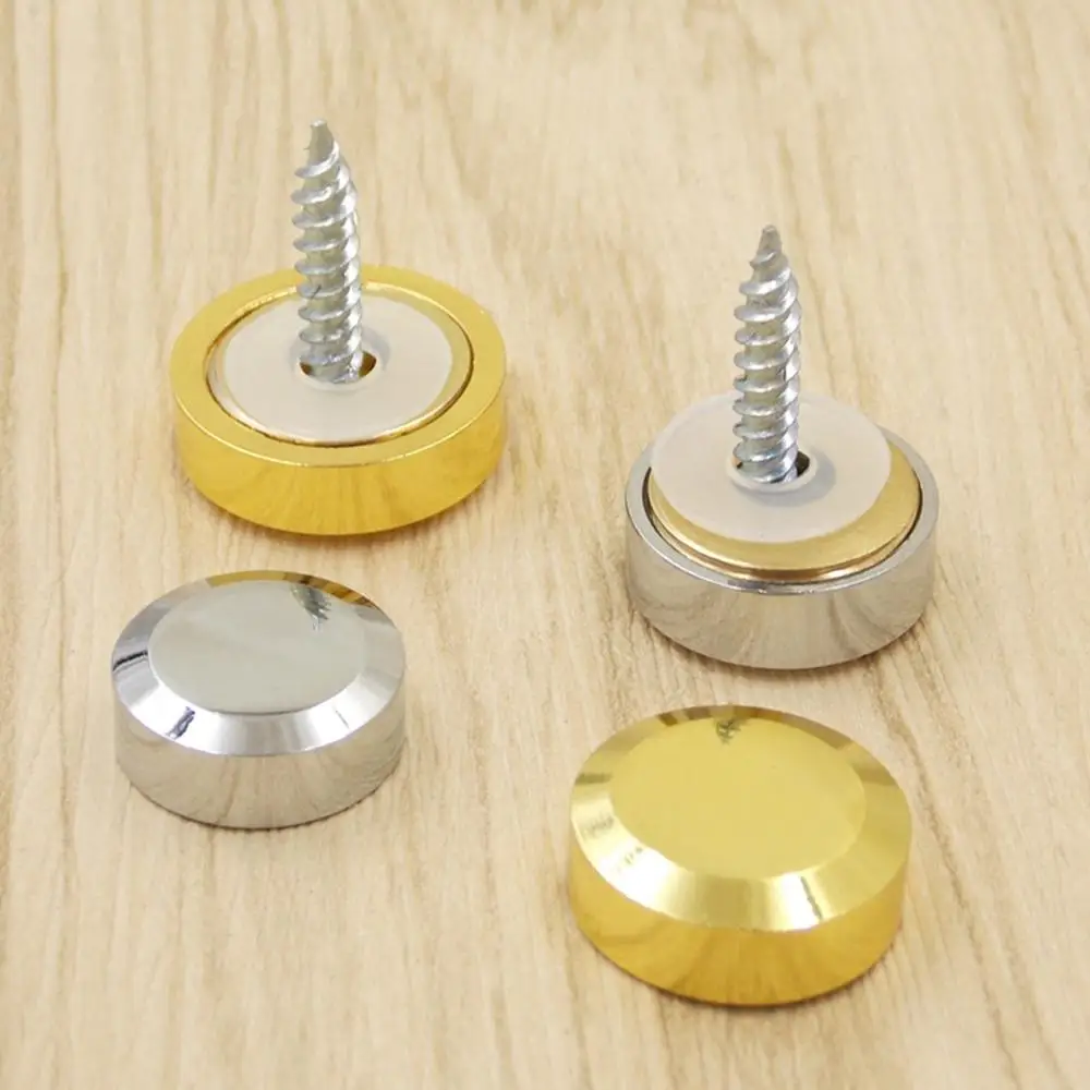 4Pcs/Lot Premintehdw Round Bevel Bevelling Cap Decor Glass Mirror Screw Nails Advertising Mirror Screw l Solid Copper Brass