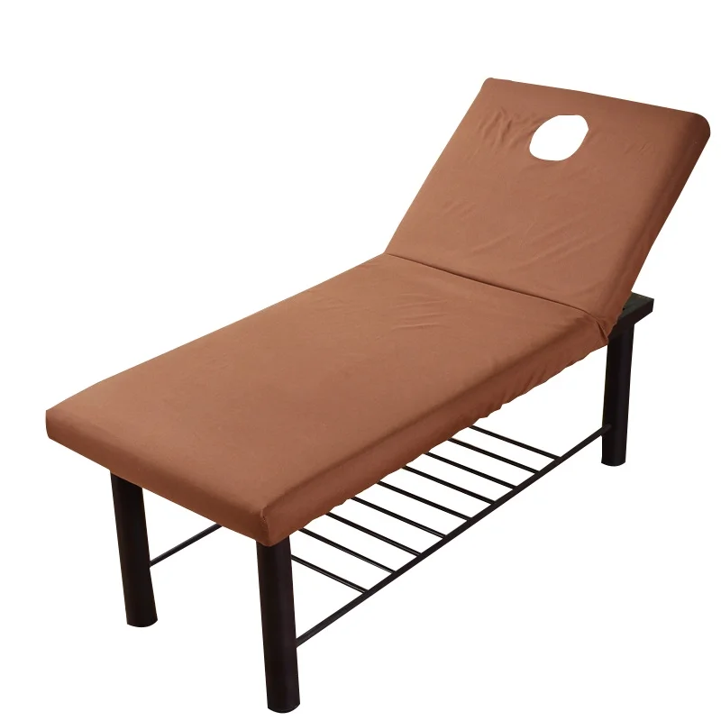 Pure Color Massage Table Bed Fitted Sheet Elastic Full Cover Rubber Band Massage SPA Treatment Bed Cover with Hole Sabanas