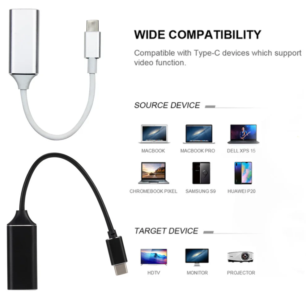 LccKaa-Adaptateur USB Type-C vers HDMI, câble 4K, USB 3.1, pour MacPle, Samsung Galaxy S10, Huawei Mate P20 Pro