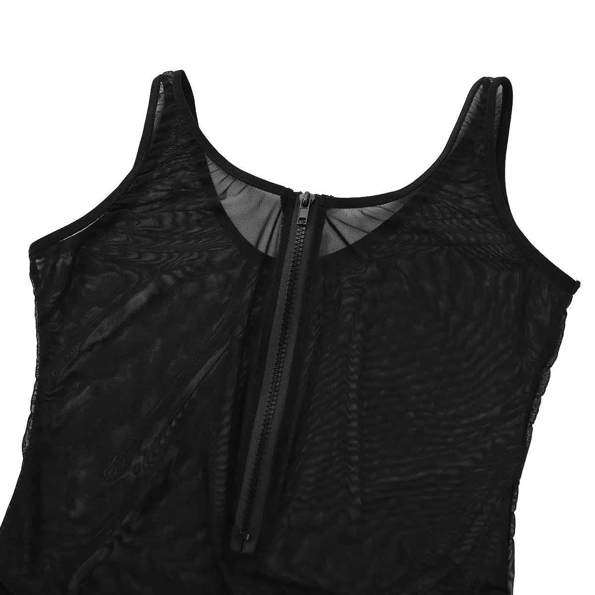 TiaoBug Black See Through Sheer Mesh Lingerie Swimsuit Sleeveless High Cut Teddies Plus Size Women Sexy Bodysuit Underwear