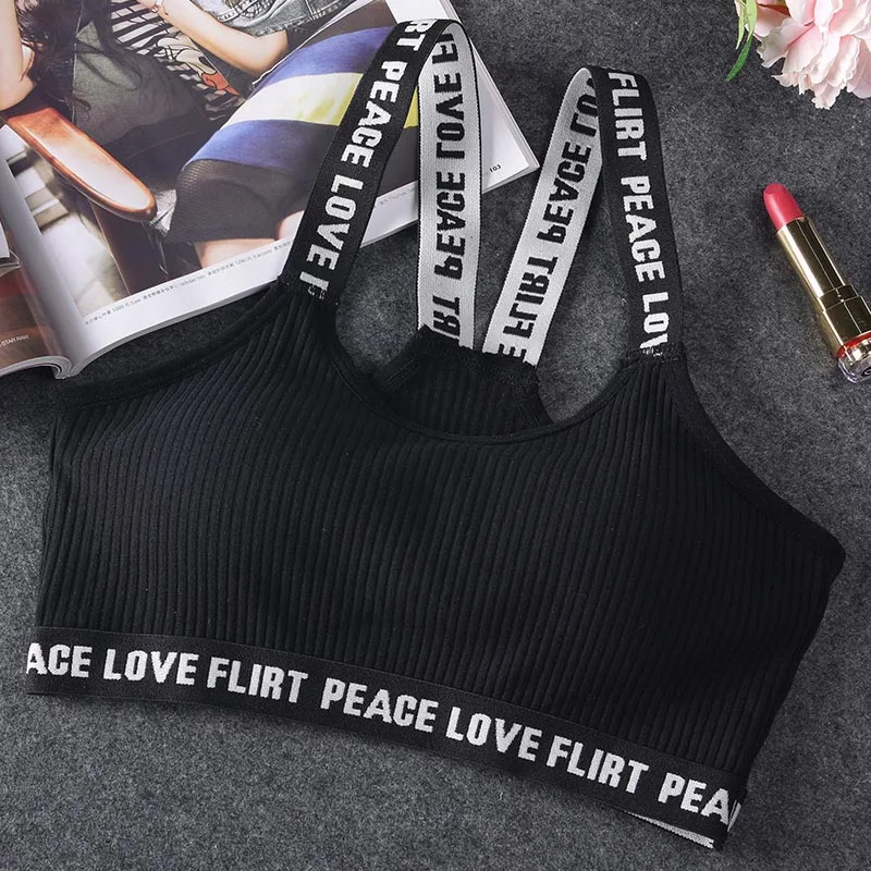 Women Letter Sports Bra Top Push Up Fitness Running Bra Underwear Solid Cotton Sport Tops Female Gym Wear Sportswear Sexy bar