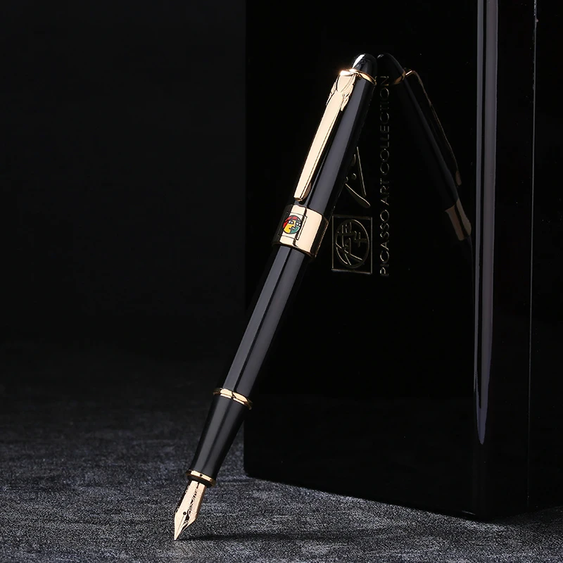 Picasso 89 MUNICH JAZZ 14K Gold Nib Fountain Pen Fine Nib Noble Black Color with Original Gift Box for Writing Gift Collection