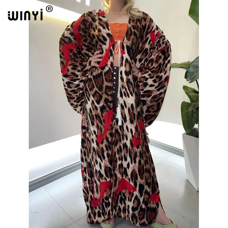 2021 Bohemian Printed summer Beach Wear Clothing Long Kimono Autumn robe longue Tunic Women Tops caftan Belted Wrap Coat