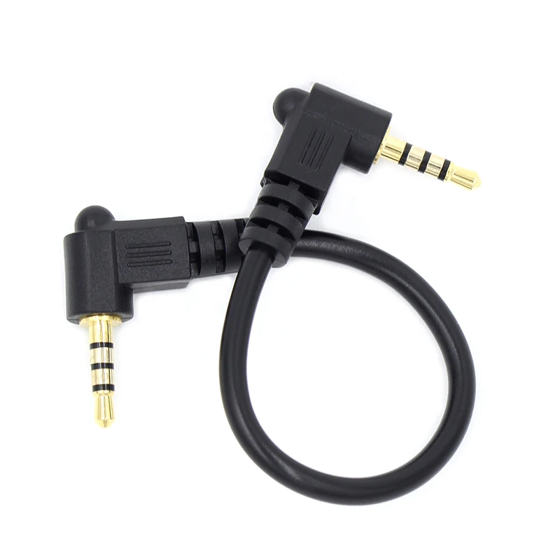 Krótki kabel 12cm 23cm 2.5mm z męskiego na męskie 4-biegunowy prostopadły glinowany kabel Adapter słuchawek wtyczka Jack