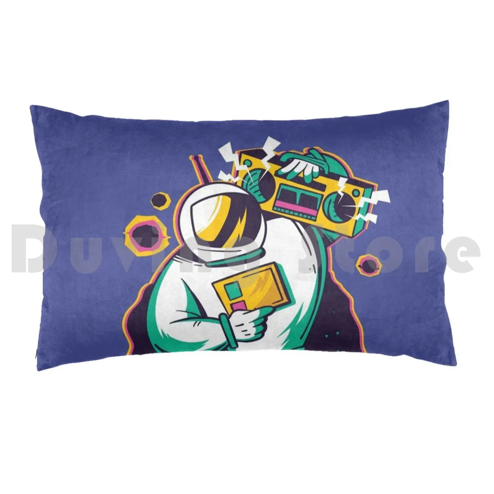 Astronaut Boombox Pillow Case Printed 35x50 Music Astronaut Space Album Stars Band Blue Brand New Cosmos Cute