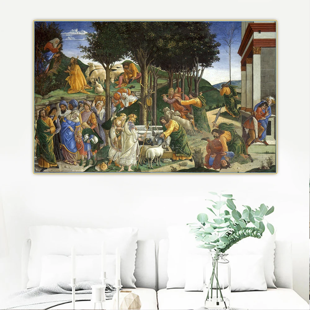 Citon Sandro Botticelli《The Story of Moses》Canvas Oil Painting Artwork Poster Picture Wall Background Decor Home Decoration