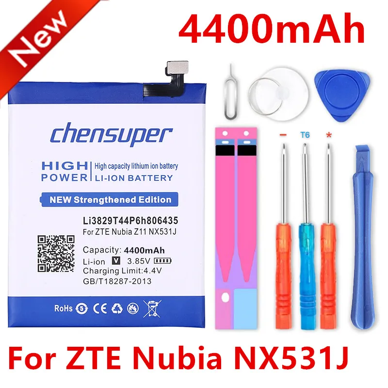 2pcs/chensuper Li3829T44P6h806435 4400mAh For ZTE Nubia Z11 NX531J High Quality Phone Battery