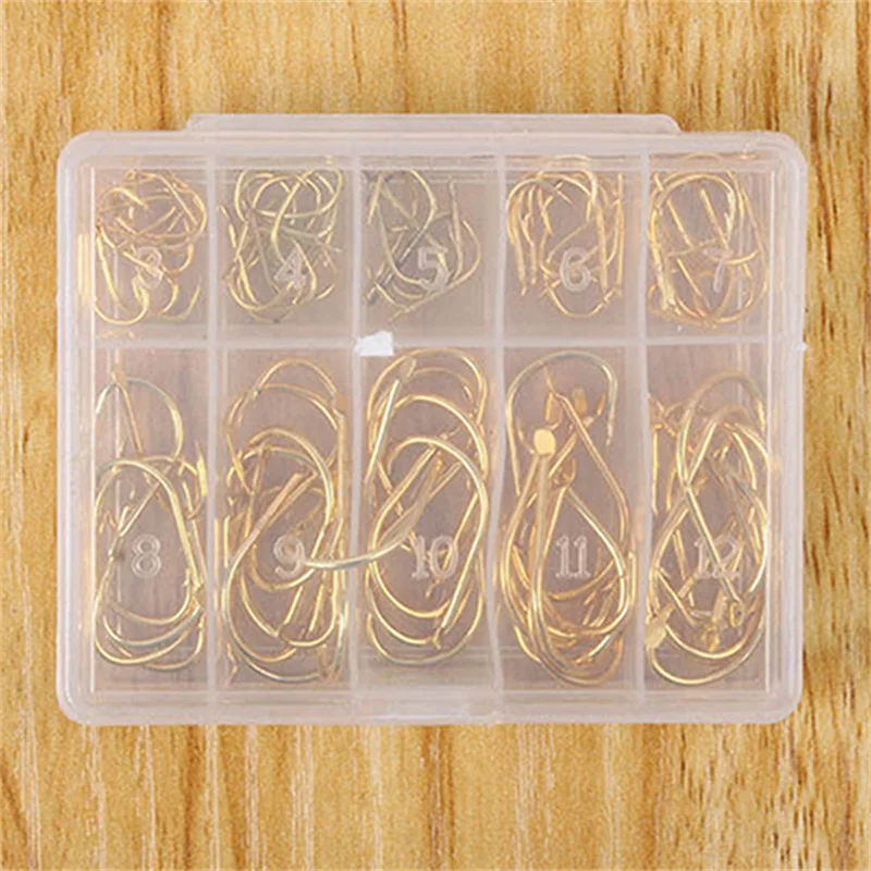 100pcs/Box Sharpened Ultrapoint Fishing/Carp/Fish/Treble/Circle/Catfish Hooks Set 10 Mixed Sizes 3#-12# Fishhook Fishing Tackle