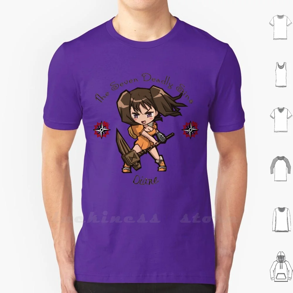 Chibi Diane T Shirt 6Xl Seven Deadly Sins Nanatsu No Taizai Elizabeth Meliodas Hawk Pork Ban King Diane Gowther Escanor Merlin