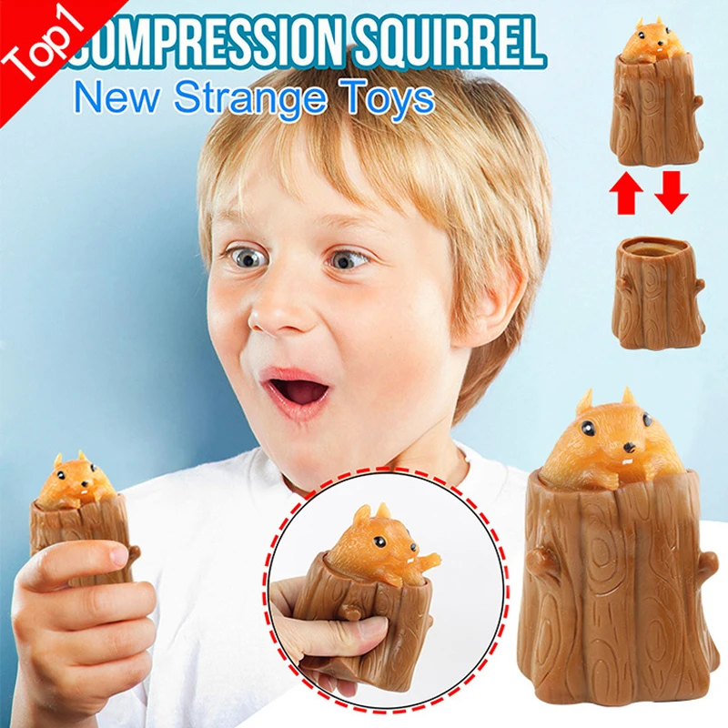 

Decompression Toy Squirrel Vent Cup Stump Rubber Rebound Toy Relieve Kid Adult Stress Fidget Toys Anti Stress Simple & Fun