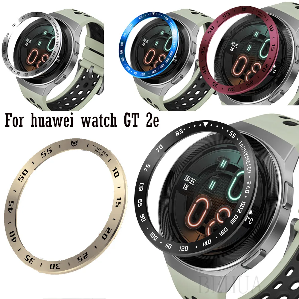 Funda de acero inoxidable para reloj inteligente huawei watch gt 2e, anillo de bisel adhesivo, protección antiarañazos, accesorios de Metal