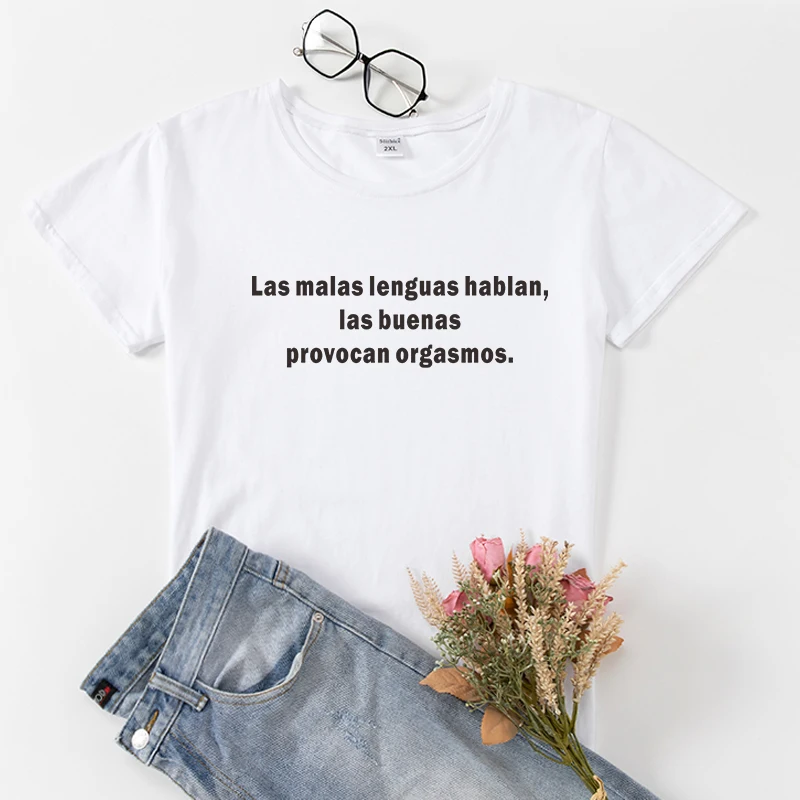 Evil tongues speak good tongues provoke orgasms Hipster camiseta de mujer básico tee Short sleeve Women tshirt summer tops