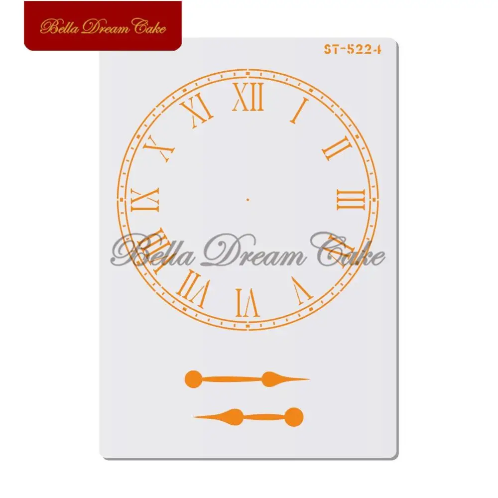 

Roman numerals Clock Cake Stencil Layering Plastic Stencils For DIY Scrapbooking Painting Drawing Stencils Template Cake Tool