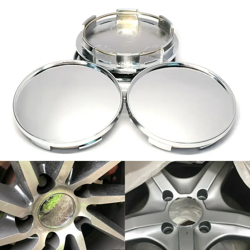 4PCS/lot 68MM ( 63mm 6Pin ) Car Wheel Center Hub Caps Hubcap Cover Car Styling Rim Accessories Chrome Silver Blank Plating ABS