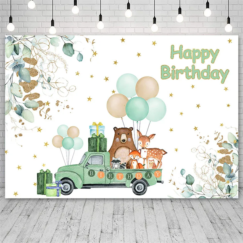 

Mehofond Child Happy Birthday Party Backdrop Wild Animals Car Photography Background Props Photo Wallpaper Banner Photozone