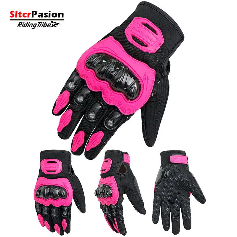 

Riding Motorcycle Gloves Breathable Protective Touch Operation Antislip for Women Men Female Unisex Black Green Red Pink