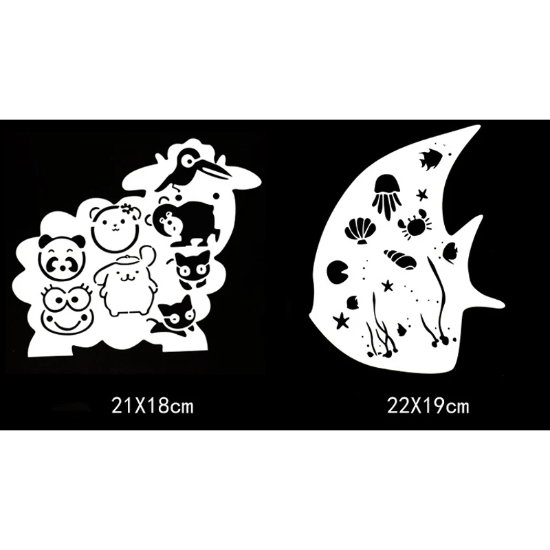 2pc Sheep Fish Type Stencil Painting Template Diy Embossing Craft Accessories Sjablonen For Scrapbooking Office School Supplies