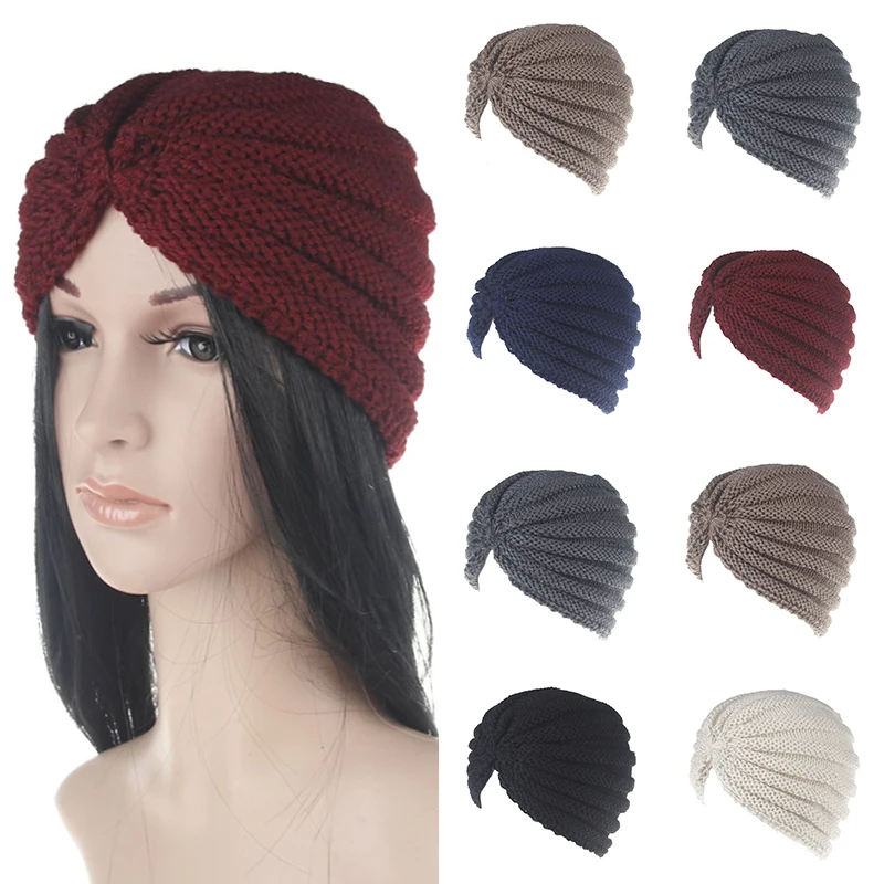 

Women Bohemian Knitted Winter Hats for Women Felt Caps Female Turban Hat for Women Twist Headwrap Hat Girls Croceht Beanie