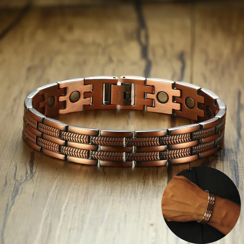 Mens Elegant Pure Copper Therapy Link Bracelet Pain Relief For Arthritis And Carpal Tunnel Male Jewelry 8.46