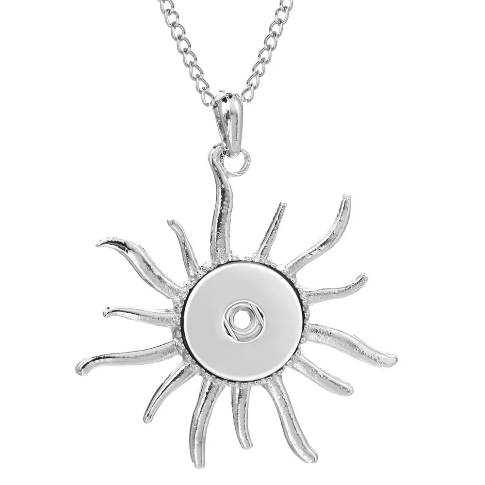 Newest Snap Jewelry Necklaces Metal 18mm Snap Button Necklace for Women Snap Pendant Necklace DIY Accessories