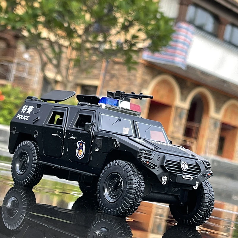 1:28 Alloy Refit Armored Car Model Diecast Toy Off-road Vehicle Tank Model Metal Police Explosion Proof Car Model Childrens Gift