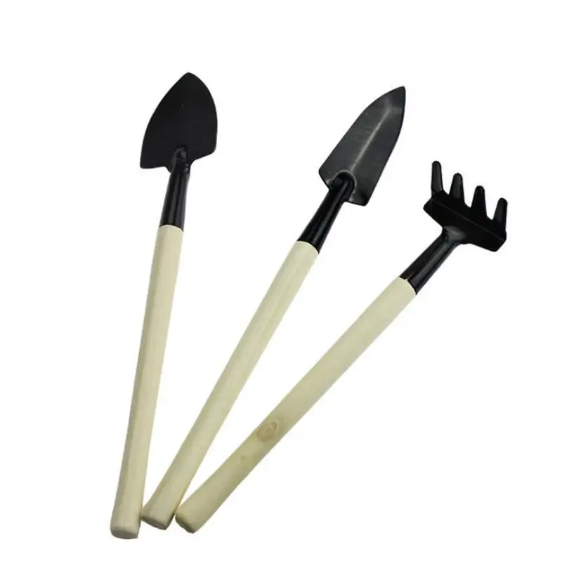 Mini Garden Tools Kit Small Shovel Rake Spade Wood Handle Metal Head Kids Gardener Gardening Plant Tool LX9126