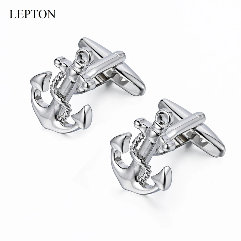 Lepton Anchor Cufflinks For Men Shirt Cuffs Cuff Links High quality Classic Nautical Anchor USN Navy Cufflink Relojes Gemelos