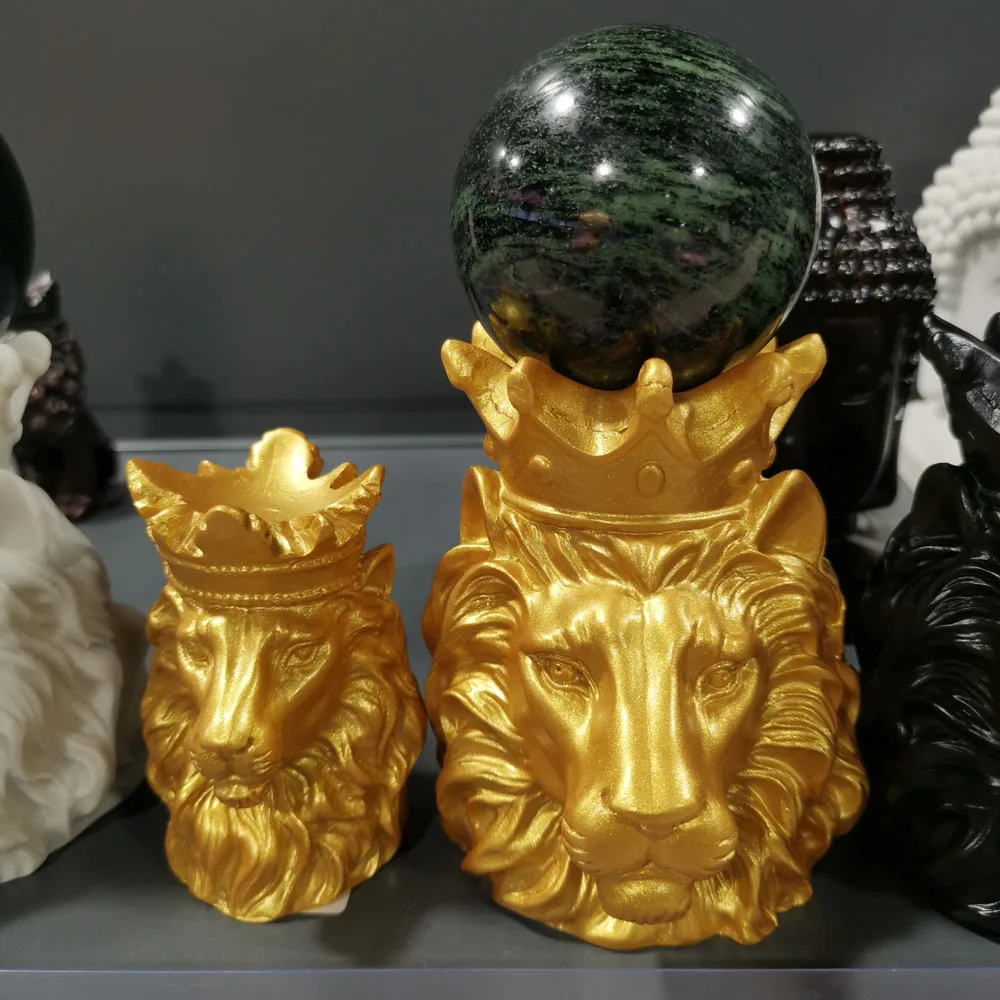 Lion Resin Display Stand for Crystal Sphere, Animal Carvings Design, Ball Base Holder, Home Decoration, 3 Sizes, New