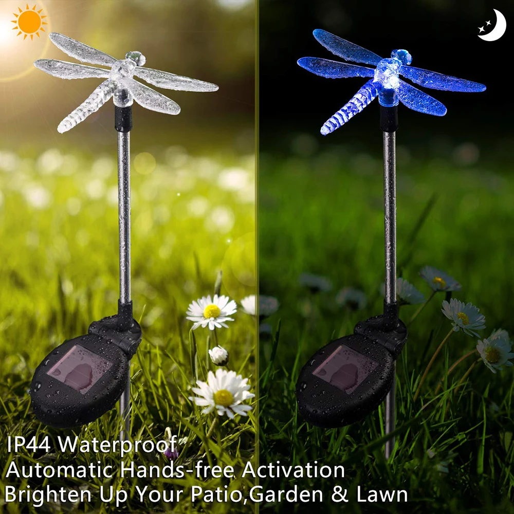 Luz Solar de jardín alimentada por energía Solar para exteriores, lámpara de césped de paisaje impermeable IP65, RGB, colorida, mariposa de libélula de pájaro