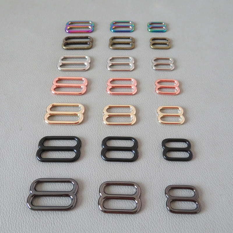 

100Pcs/Lot Metal Buckle Slider Adjuster For Purse Bag Backpack Hardware Handbag Belt Loop Clasp Pet Dog Collar Sewing Accessory