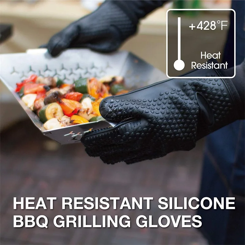 1/2Pcs Oven Mitts Baking Gloves 230 Heat Resistant Silicone Glove Kitchen Thicken Barbecue Oven Cooking Glove BBQ Grill Gloves