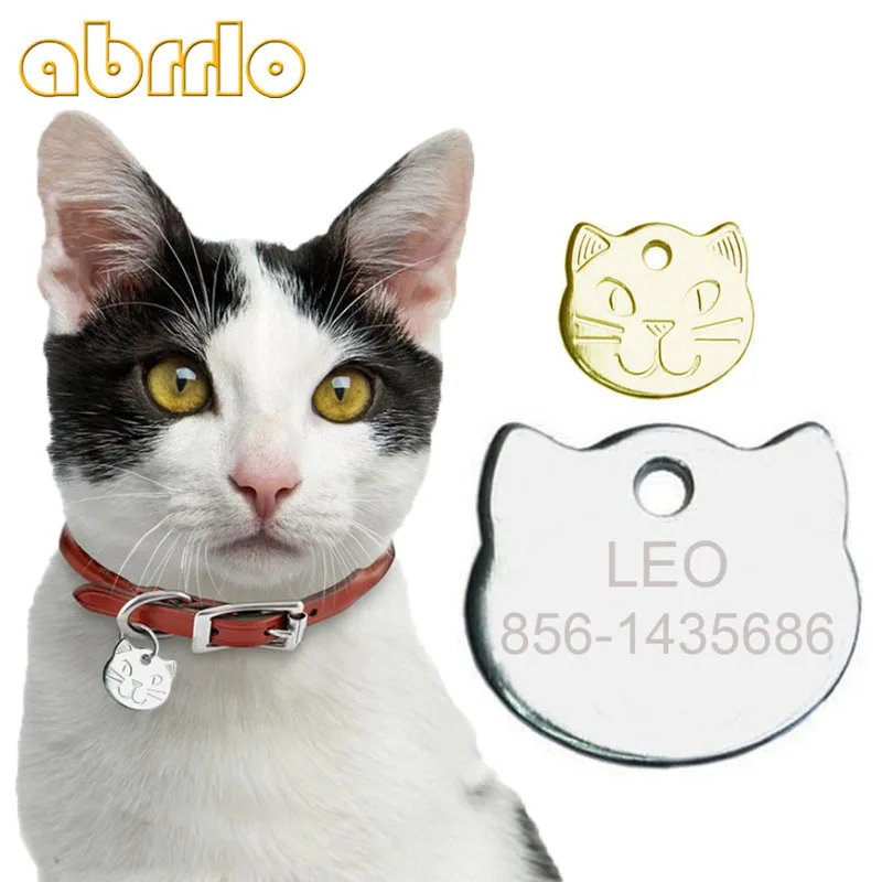 Personalized Cat Name Tag Customized Metal Kitten Shaped Anti-lost Dog Tag For Cat Collar Cute Pet Dog ID Tags Free Engraving