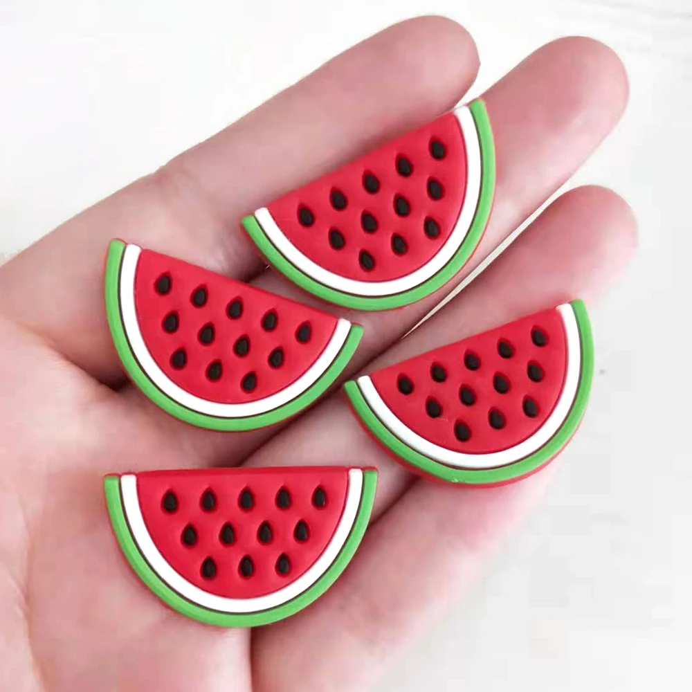

100pcs Kawaii Watermelon Slices, 30MM Soft Glue Resin Red Watermelon Slices Flat Back Fruit Decoration DIY Hairpin Accessories