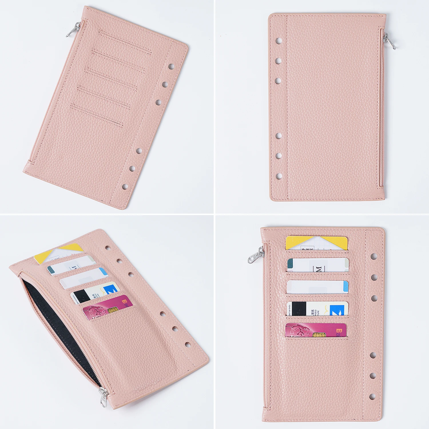 Moterm Zipper Flyleaf for Personal Size Ring Planner Genuine Pebbled Grain Leather Divider Coin Storage Bag Notebook Accessory