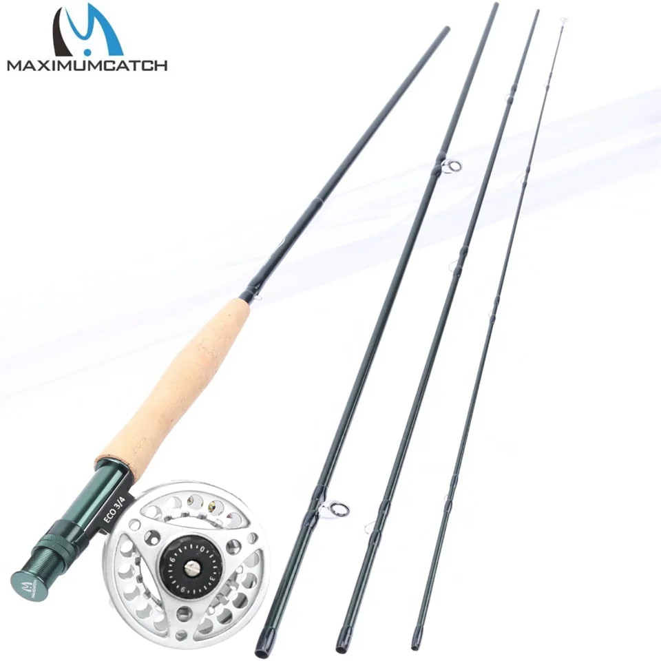 Maximumcatch Fly Rod and Reel Combo 8'4"/8'6'/9'/9'6'' 3/4/5/6/7/8WT Wędka węglowa z dużym aluminiowym kołowrotkiem