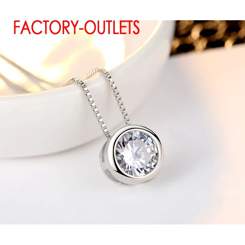 925 Sterling Silver Pendant Necklace Stud Earrings 9 Colours Fashion Jewelry Set CZ  Crystal Women Girls Party Engagement