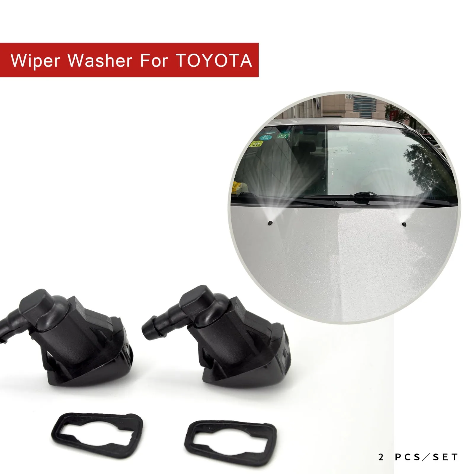 Front Windshield Washer Nozzles Replacement for Toyota Sienna 04-10 Corolla Solara Tundra Replaces OE# 85381-AE020 Spray Jet