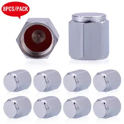 8 Pcs/Pack Tire Valve Caps Silver Premium Metal Rubber Seal Tire Valve Stem Caps Dust Proof Covers