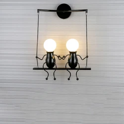 Industrial Wall Lamp Retro Iron Man Wall Sconces For Living Room Bedroom Loft Stair Lighting Kitchen Fixtures E27 Indoor Lights